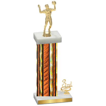 Accented Single Orange Glacier Third Place Volleyball Trophy