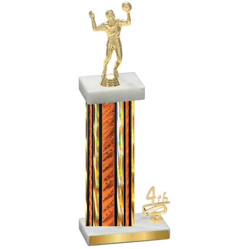 Accented Single Orange Glacier Fourth Place Volleyball Trophy