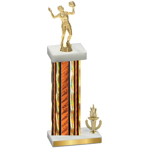 Accented Single Orange Glacier Victory Volleyball Trophy