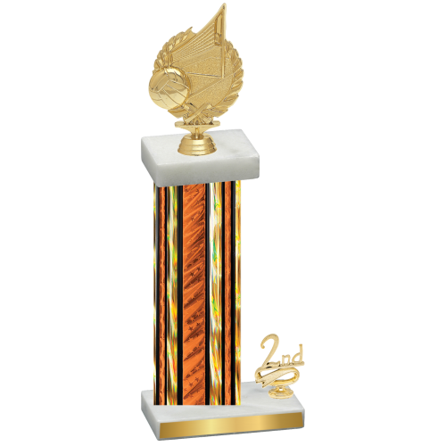 Accented Single Orange Glacier Second Place Volleyball Trophy