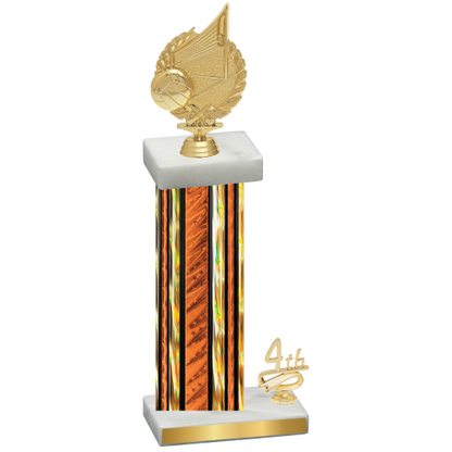 Accented Single Orange Glacier Fourth Place Volleyball Trophy