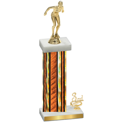 Accented Single Orange Glacier Third Place Tennis Trophy