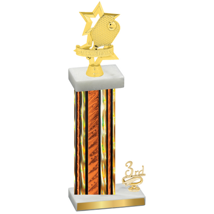Accented Single Orange Glacier Third Place Pickleball Trophy