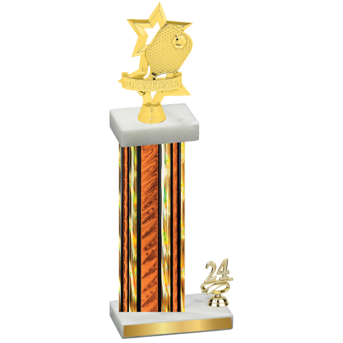 Accented Single Orange Glacier Year Pickleball Trophy