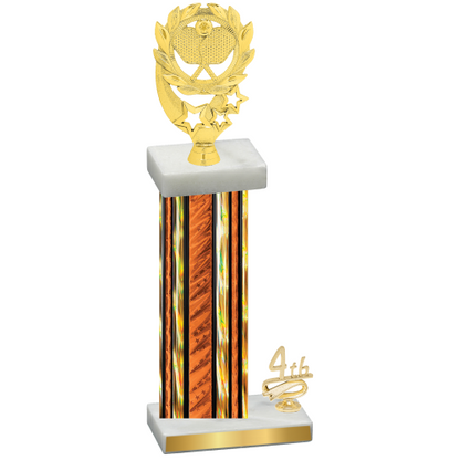 Accented Single Orange Glacier Fourth Place Pickleball Trophy