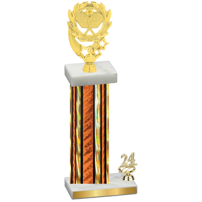 Accented Single Orange Glacier Year Pickleball Trophy