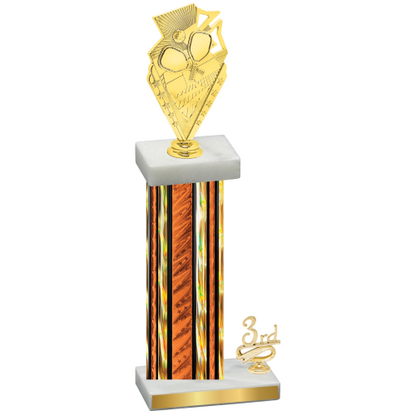 Accented Single Orange Glacier Third Place Pickleball Trophy