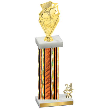 Accented Single Orange Glacier Year Pickleball Trophy