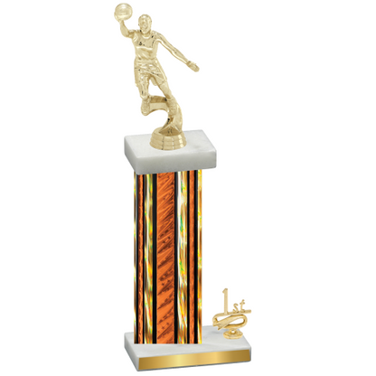 Accented Single Orange Glacier First Place Basketball Trophy