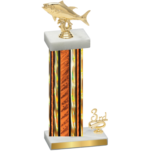 Accented Single Orange Glacier Third Place Fishing Trophy