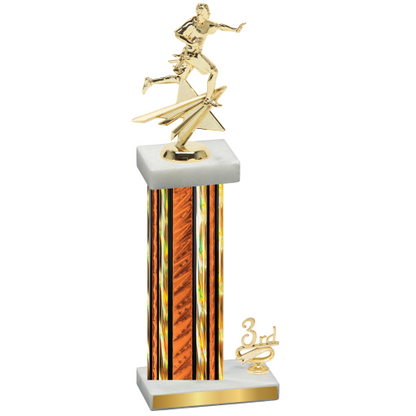 Accented Single Orange Glacier Third Place Flag Football Trophy