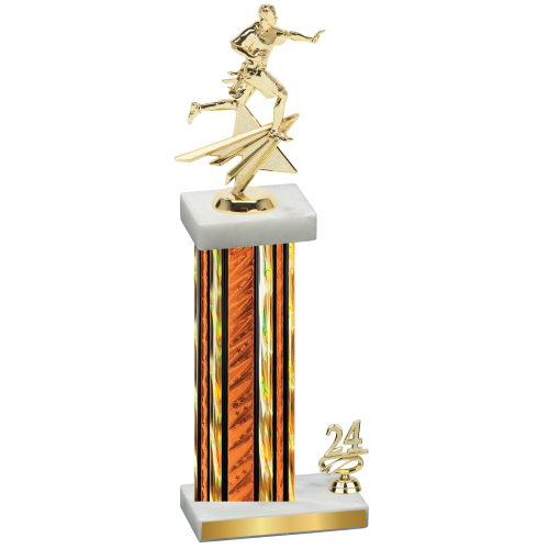 Accented Single Orange Glacier Year Flag Football Trophy