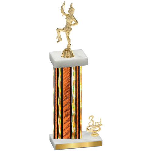 Accented Single Orange Glacier Third Place Majorette Trophy