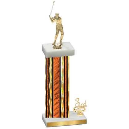 Accented Single Orange Glacier Third Place Golf Trophy