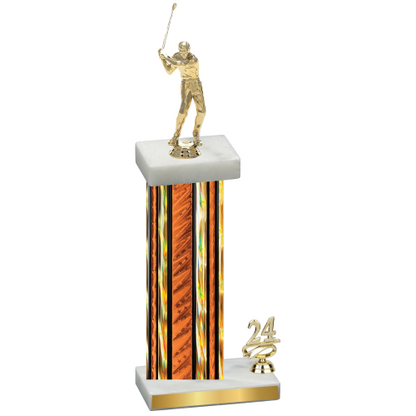 Accented Single Orange Glacier Year Golf Trophy