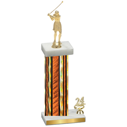 Accented Single Orange Glacier Year Golf Trophy