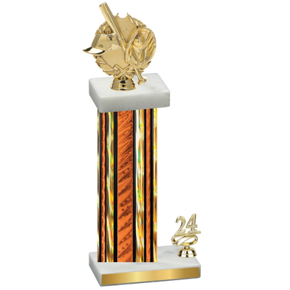 Accented Single Orange Glacier Year Baseball Trophy