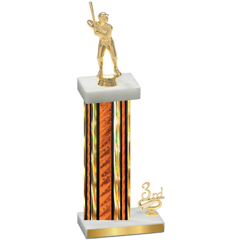 Accented Single Orange Glacier Third Place Baseball Trophy