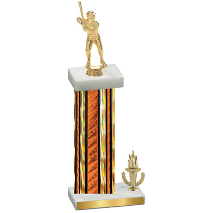 Accented Single Orange Glacier Victory Baseball Trophy