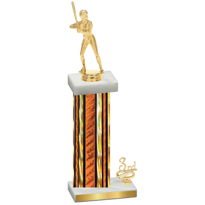 Accented Single Orange Glacier Third Place Softball Trophy