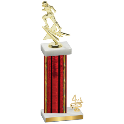 Accented Single Red Glacier Fourth Place Football Trophy