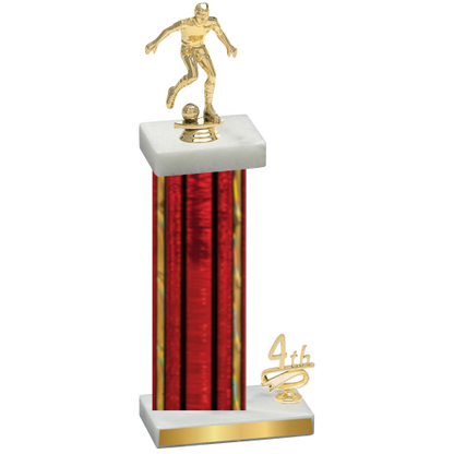 Accented Single Red Glacier Fourth Place Soccer Trophy