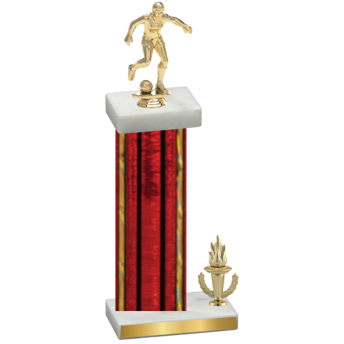 Accented Single Red Glacier Victory Soccer Trophy