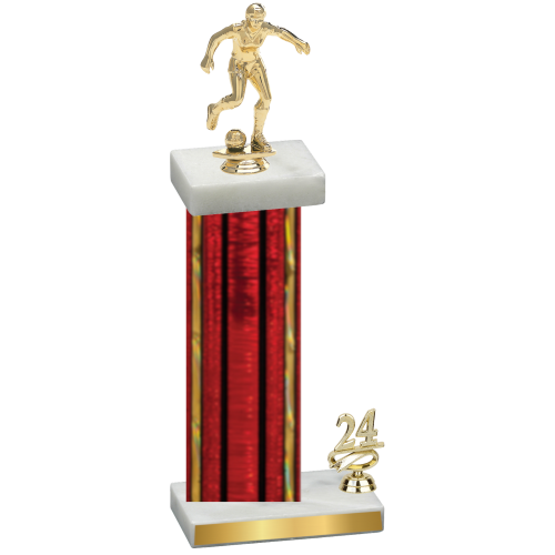 Accented Single Red Glacier Year Soccer Trophy