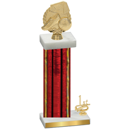 Accented Single Red Glacier First Place Soccer Trophy