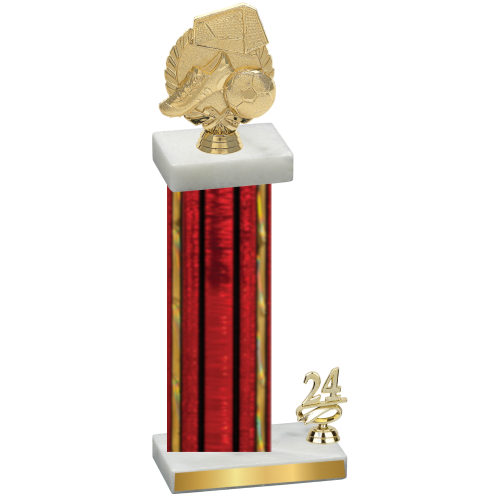 Accented Single Red Glacier Year Soccer Trophy