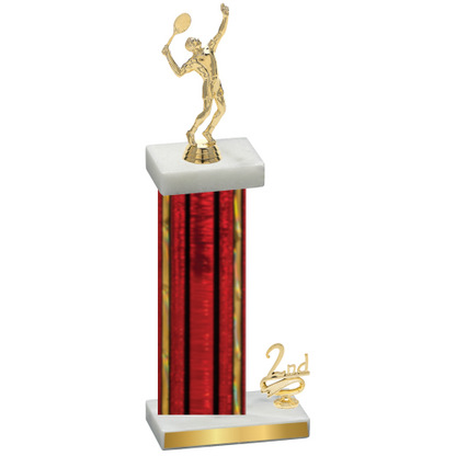 Accented Single Red Glacier Second Place Tennis Trophy