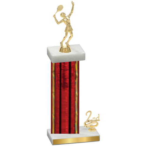 Accented Single Red Glacier Second Place Tennis Trophy