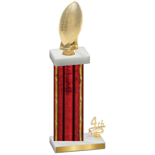 Accented Single Red Glacier Fourth Place Football Trophy