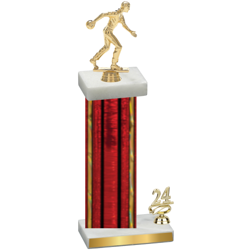 Accented Single Red Glacier Year Bowling Trophy