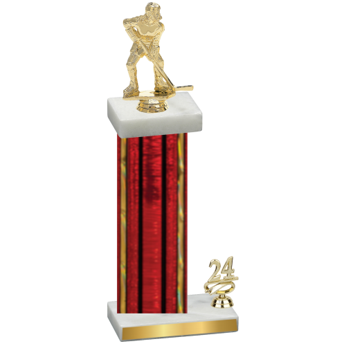 Accented Single Red Glacier Year Hockey Trophy