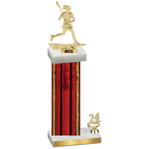 Accented Single Red Glacier Year Lacrosse Trophy