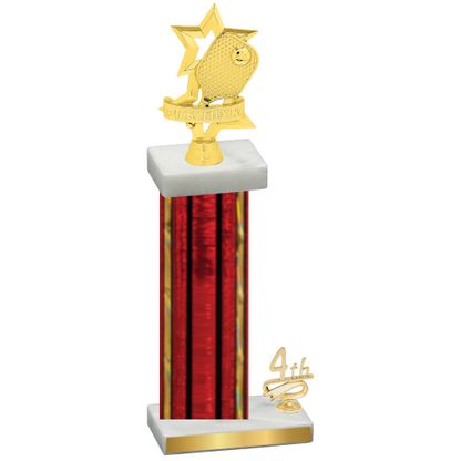 Accented Single Red Glacier Fourth Place Pickleball Trophy