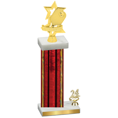 Accented Single Red Glacier Year Pickleball Trophy