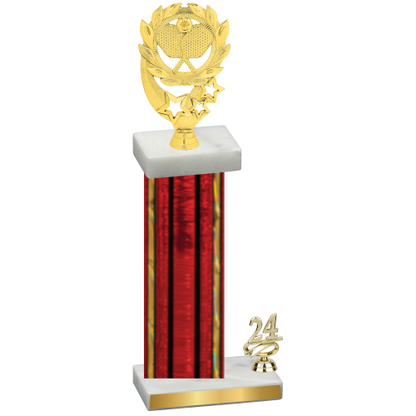 Accented Single Red Glacier Year Pickleball Trophy