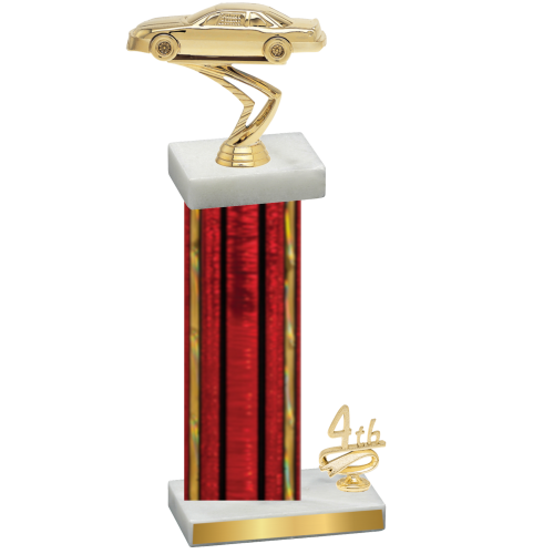 Accented Single Red Glacier Fourth Place Cars Trophy