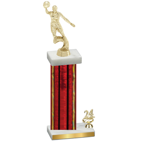 Accented Single Red Glacier Year Basketball Trophy