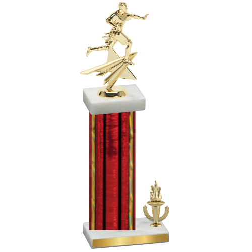 Accented Single Red Glacier Victory Flag Football Trophy
