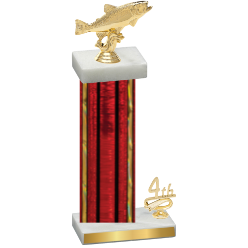 Accented Single Red Glacier Fourth Place Fishing Trophy