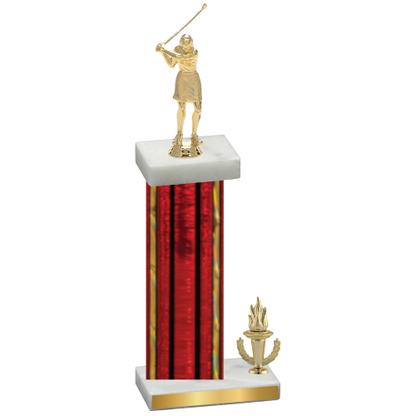 Accented Single Red Glacier Victory Golf Trophy