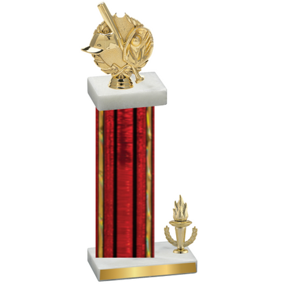 Accented Single Red Glacier Victory Baseball Trophy