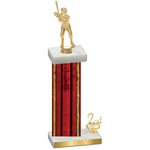 Accented Single Red Glacier Second Place Baseball Trophy