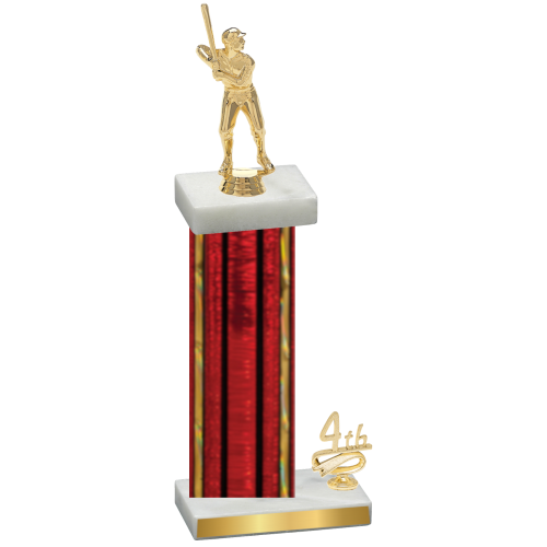 Accented Single Red Glacier Fourth Place Baseball Trophy