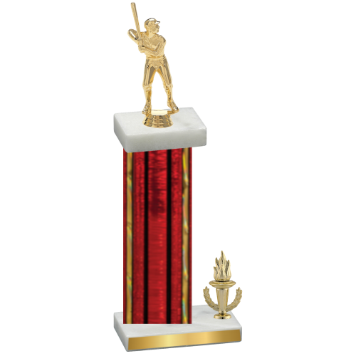 Accented Single Red Glacier Victory Baseball Trophy