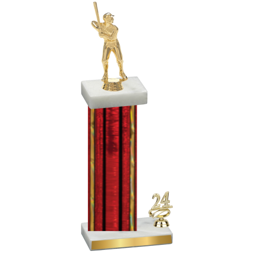 Accented Single Red Glacier Year Baseball Trophy