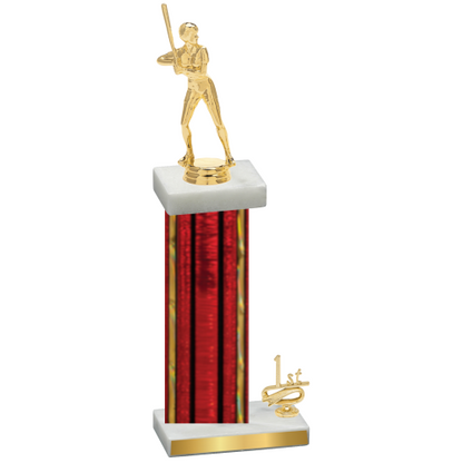 Accented Single Red Glacier First Place Softball Trophy